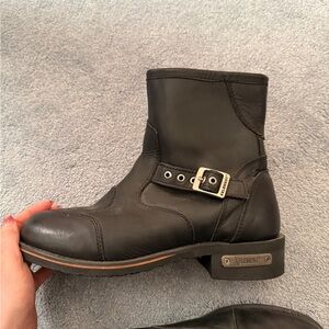 Xelement Black Leather Zipper Motorcycle Riding Boots